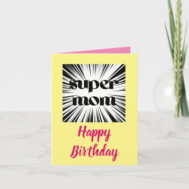 Super Mum Happy Birthday Day Card, Superhero Theme Card (Front)