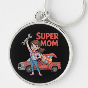 Super Mum Hero Cartoon Mother's Day Gift Key Ring