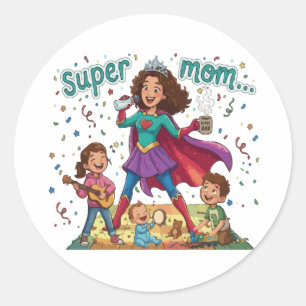 Super Mum Hero - Mother's Day Celebration Classic Round Sticker