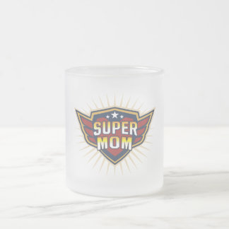 Super Mum Hero Shield Wings Best Mum Ever Mother Frosted Glass Coffee Mug