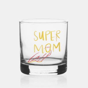 Super Mum Illustration Mother's Day Whiskey Glass