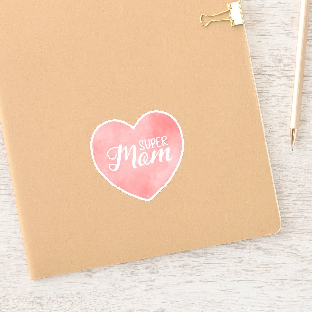 Super mum in pink watercolor heart, mother's day  (Notebook)
