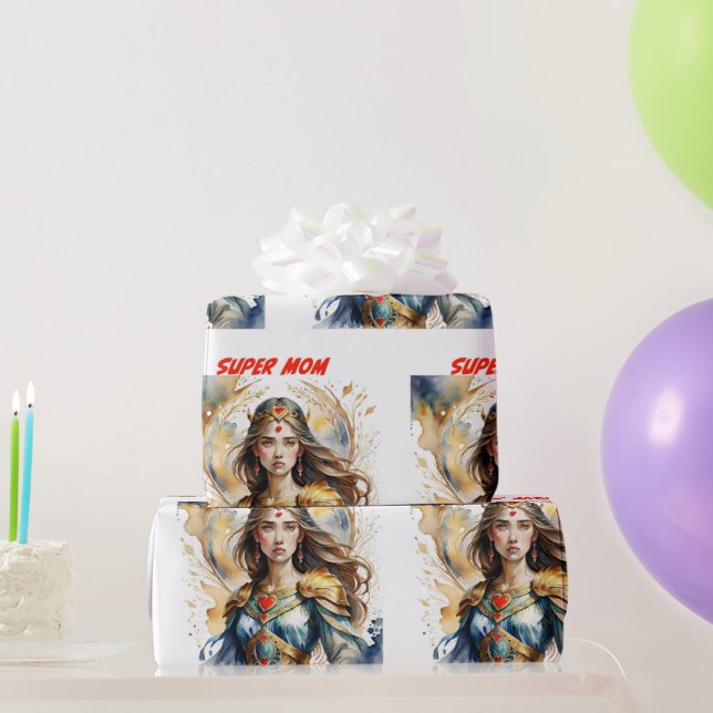 Super Mum Mother's Day Wrapping Paper (Party Gifts)