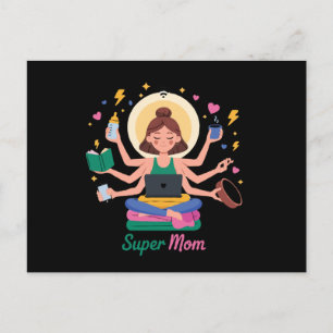 Super Mum Multitasking Mother’s Day Graphic Postcard