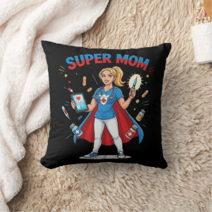 Super Mum Nurse Superhero Typography Cushion