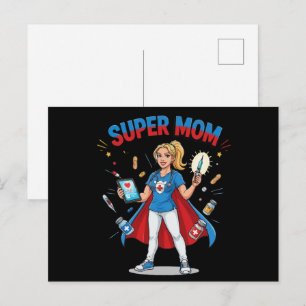 Super Mum Nurse Superhero Typography Postcard