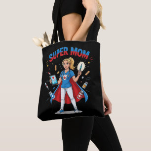 Super Mum Nurse Superhero Typography Tote Bag