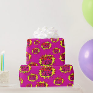 Super Mum on Fuchsia Wrapping Paper