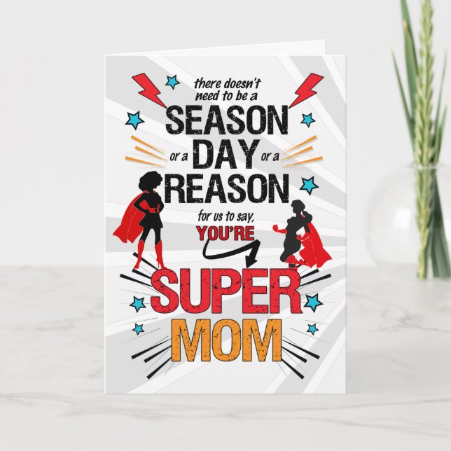 Super Mum on Mother's Day Comic Book From Kids Card (Front)