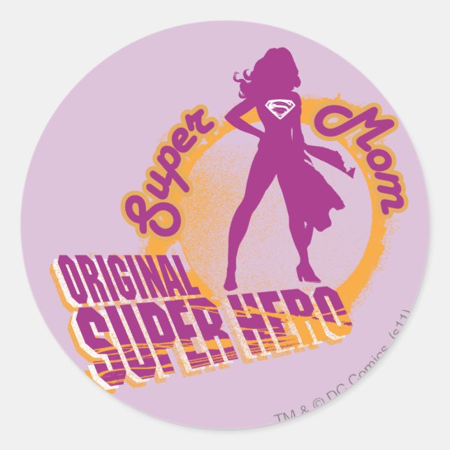 Super Mum Original Super Hero Classic Round Sticker (Front)