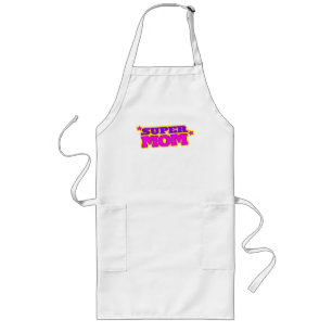Super mum pink purple graphic stars long apron