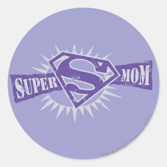 Super Mum Purple Starburst Classic Round Sticker (Front)