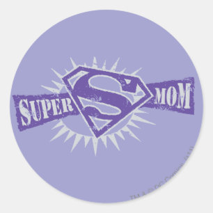 Super Mum Purple Starburst Classic Round Sticker
