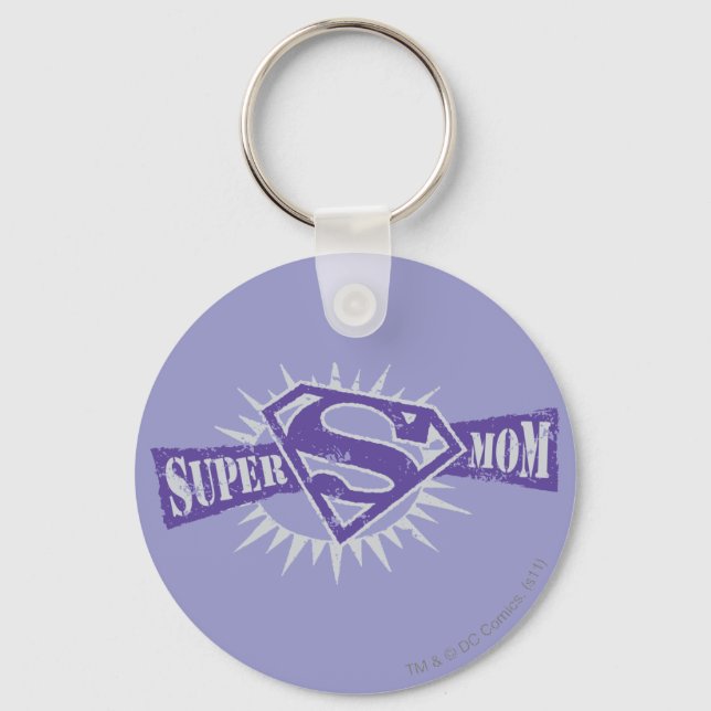 Super Mum Purple Starburst Key Ring (Front)