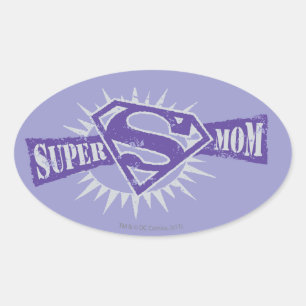 Super Mum Purple Starburst Oval Sticker