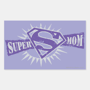 Super Mum Purple Starburst Rectangular Sticker