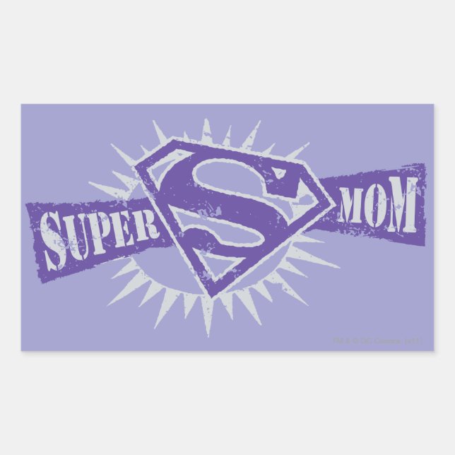 Super Mum Purple Starburst Rectangular Sticker (Front)