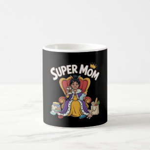 Super Mum Queen Sitting on Throne Cartoon Coffee Mug
