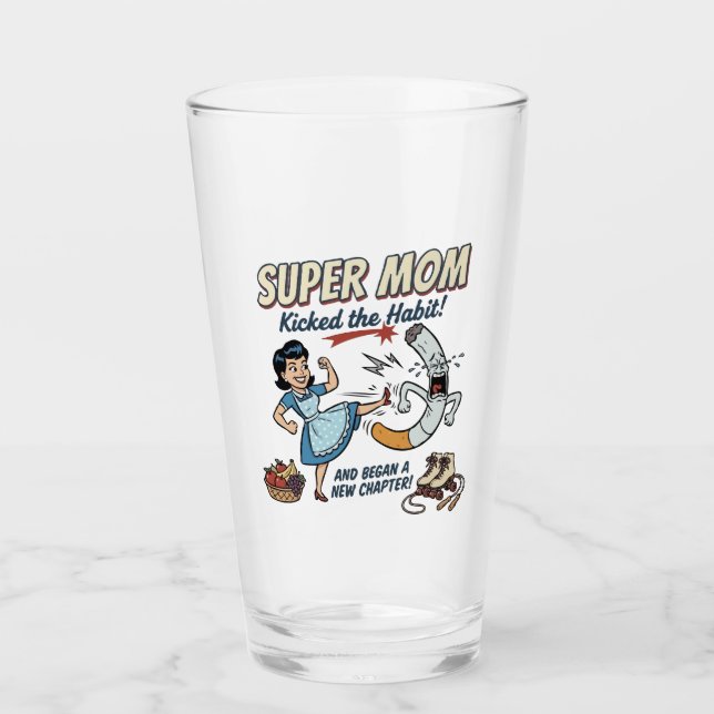 Super Mum Quit Smoking Glass (Front)