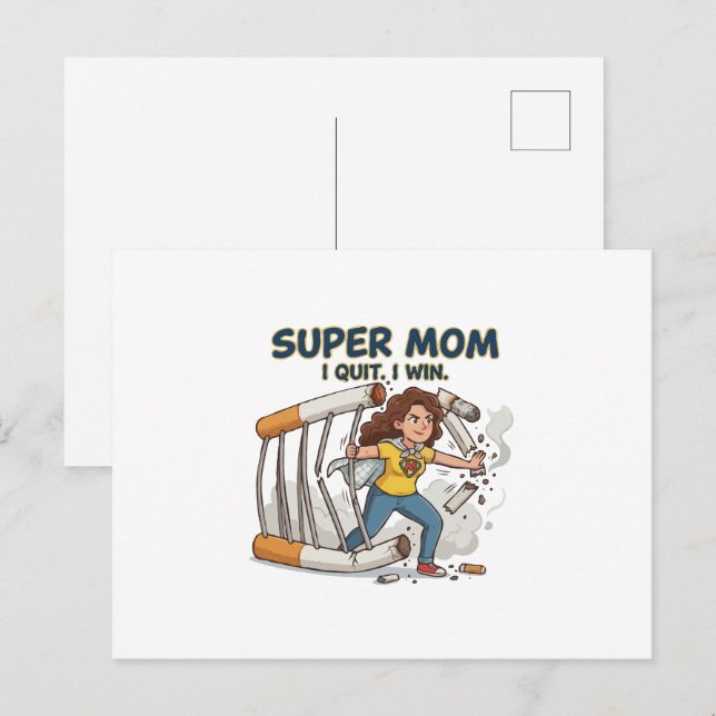 Super Mum Quit Smoking Success Postcard (Front/Back)