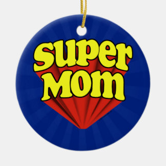 Super Mum Red/Yellow/Blue Superhero Mother's Day Ceramic Tree Decoration