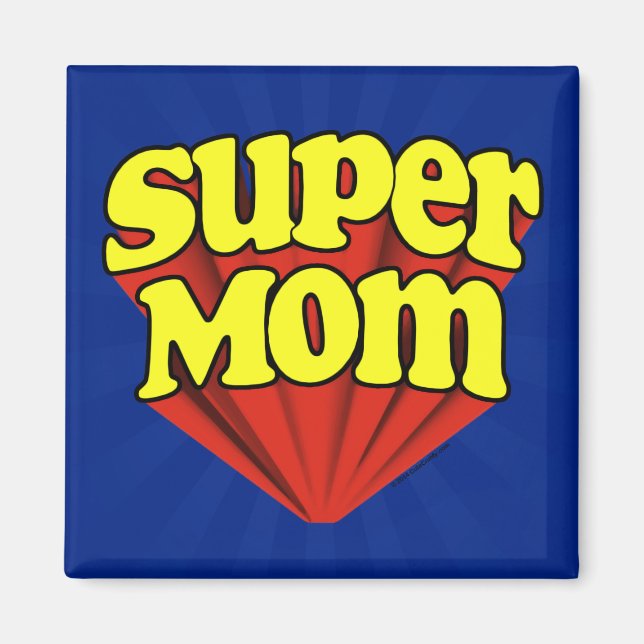 Super Mum Red/Yellow/Blue Superhero Mother's Day Magnet (Front)