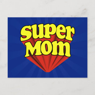 Super Mum Red/Yellow/Blue Superhero Mother's Day Postcard