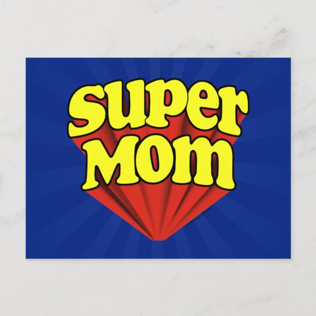 Super Mum Red/Yellow/Blue Superhero Mother's Day Postcard (Front)