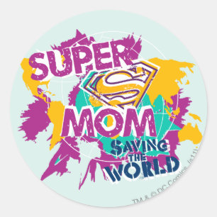 Super Mum Saving the World Classic Round Sticker