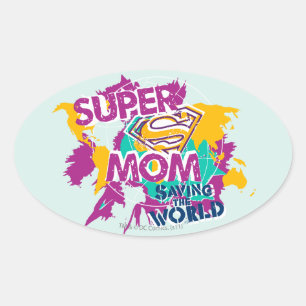 Super Mum Saving the World Oval Sticker
