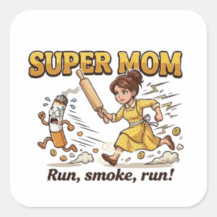 Super Mum Smoking Funny Square Sticker