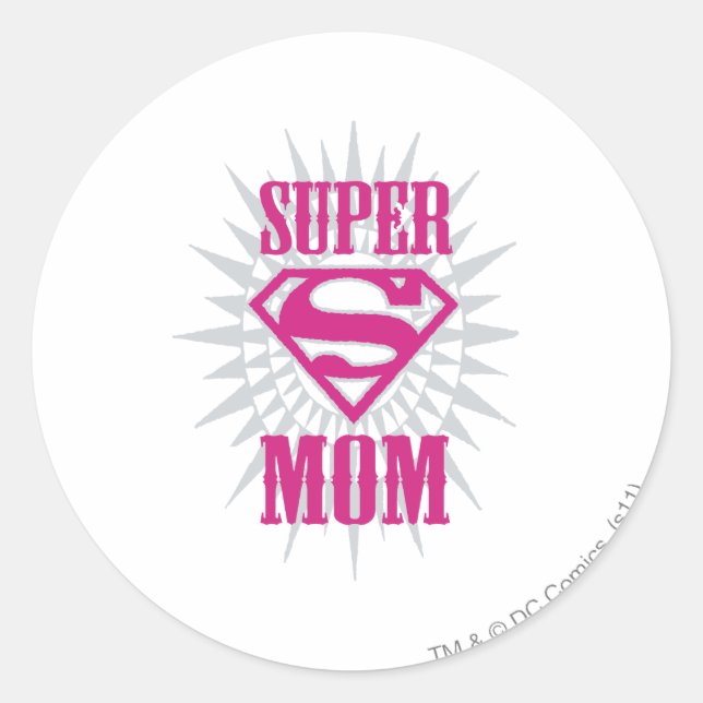 Super Mum Starburst Classic Round Sticker (Front)