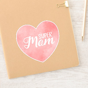 Super Mum text in pink painted heart