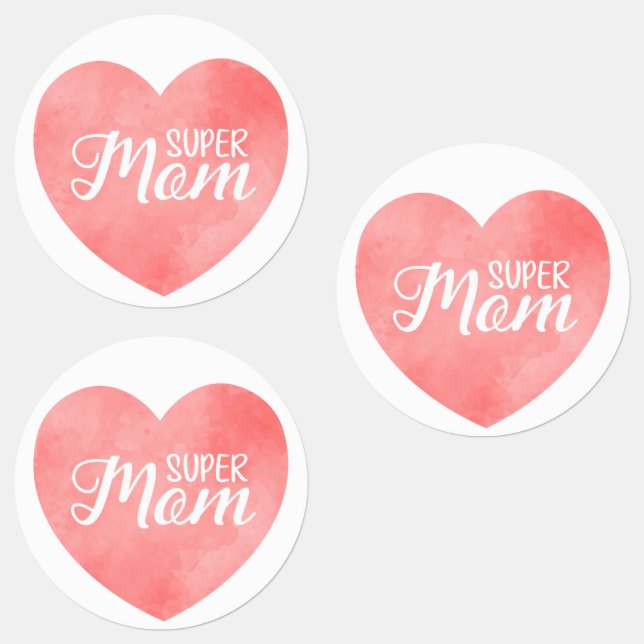 Super Mum text in pink painted heart (Group)