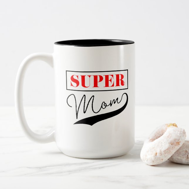 Super Mum Two-Tone Coffee Mug (With Donut)