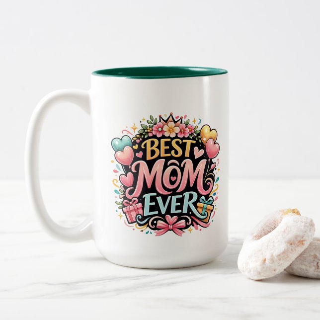 ** Super Mum Two-Tone Coffee Mug (With Donut)