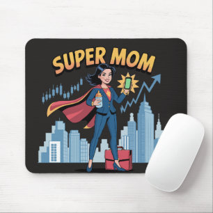 Super Mum Working Mum Superhero Comic Art Mouse Mat