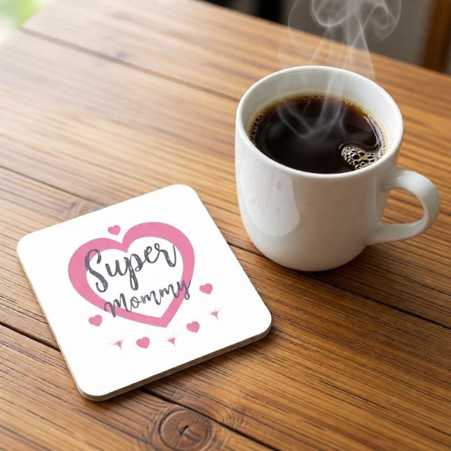 Super Mummy Personalised Best Mum Gift Square Paper Coaster (Creator Uploaded)