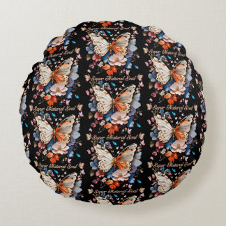 Super Natural Soul: Butterfly Garden Art Round Cushion