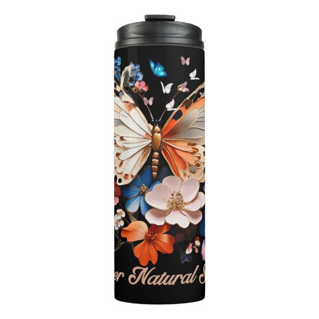 Super Natural Soul: Butterfly Garden Art Thermal Tumbler (Front)