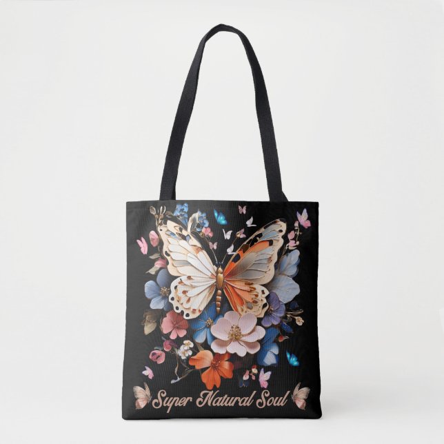  Super Natural Soul: Butterfly Garden Art Tote Bag (Front)