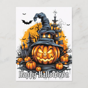Super Nefarious Happy Halloween Pumpkin Postcard
