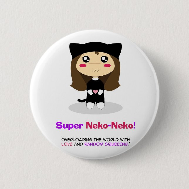 Super Neko-Neko 6 Cm Round Badge (Front)