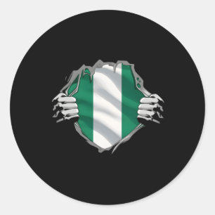 Super Nigerian Heritage Proud Nigeria Roots Flag Classic Round Sticker