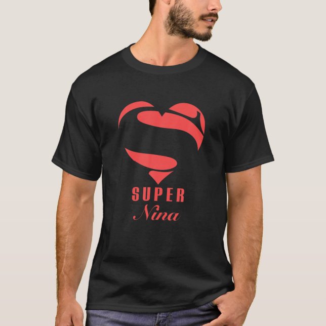 Super Nina Superhero Gift Family Christmas Costume T-Shirt (Front)