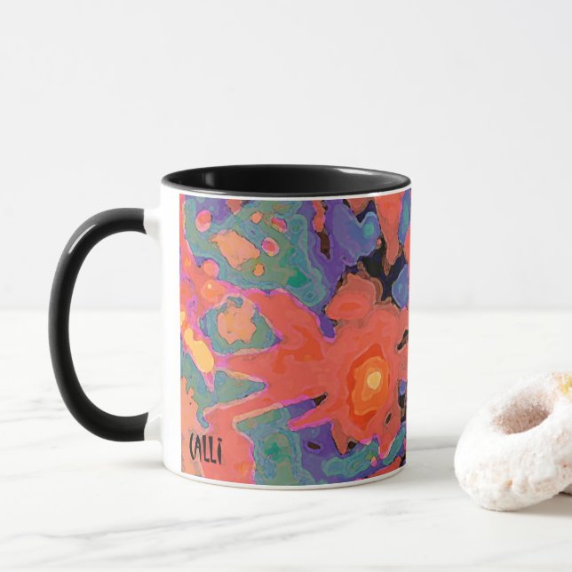 Super Nova by Calli Colourful Abstract Art Mug  (With Donut)