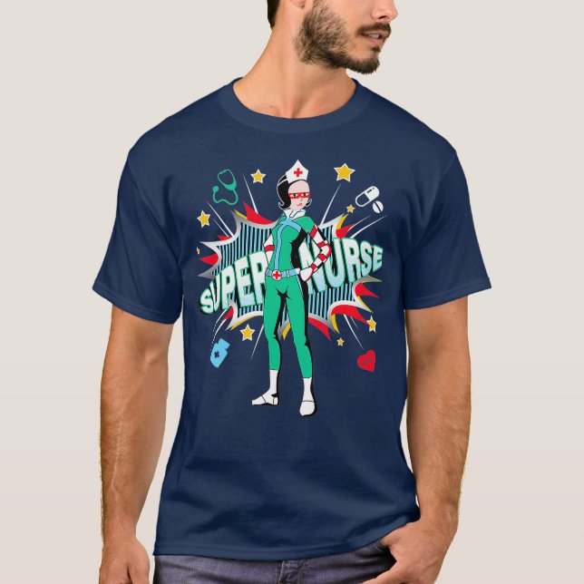 Super Nurse  Best Superhero Funny RN Nurse T-Shirt (Front)