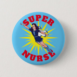 Super Nurse Hero Woman Template 6 Cm Round Badge