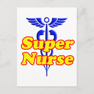 Super Nurse with Caduceus Postcard