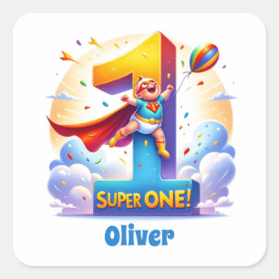 Super 'One' - [Name]'s Heroic Year Square Sticker